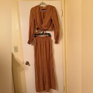 Polka Dot Brown Skirt Set